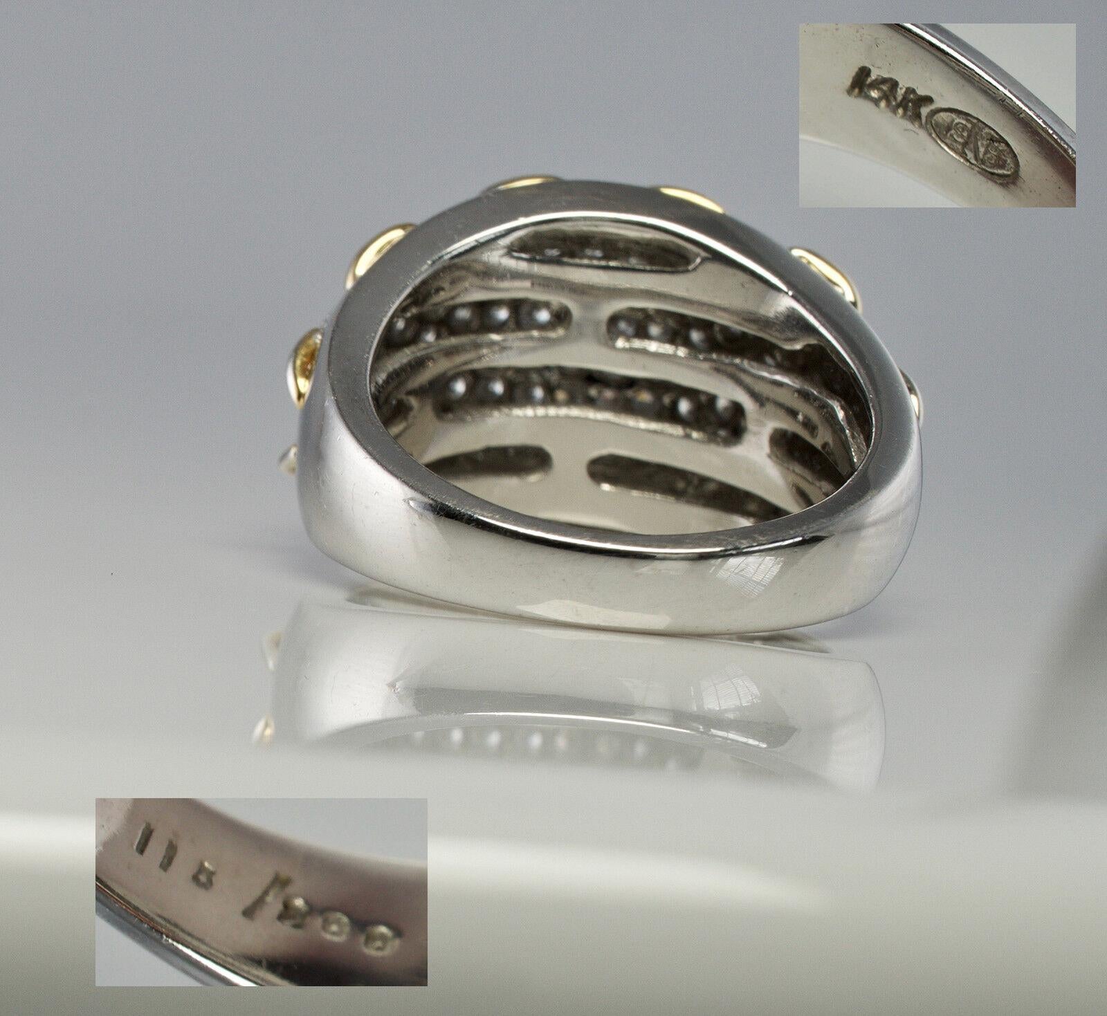 Women's Diamond Ring Domed 14K Gold Band Vintage 1.20 TDW For Sale