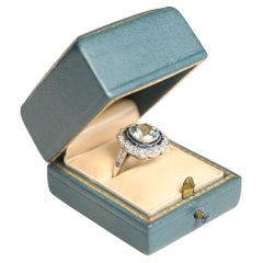 Diamond Ring Double Halo Platinum (Approx. 1.60-Carats), Round Cut Aquamarine