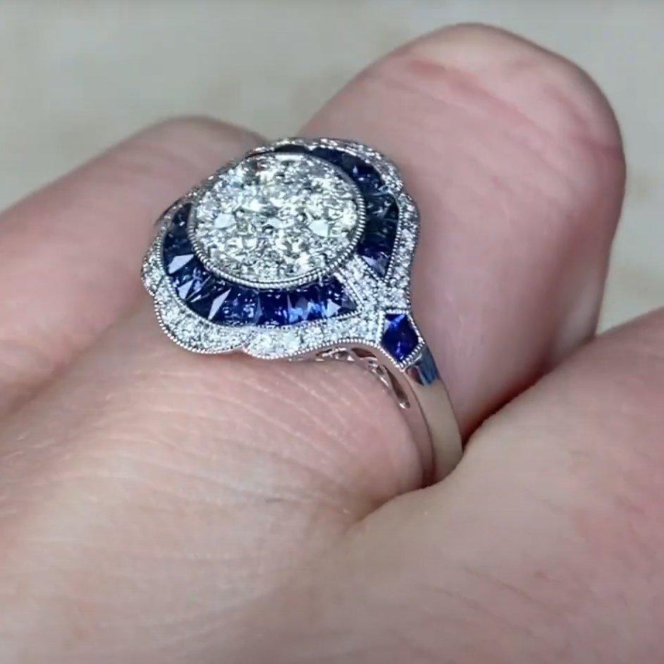 De las mujeres Anillo Doble Halo Platino, (Aprox. 0,70 Quilates) Diamante, Platino en venta