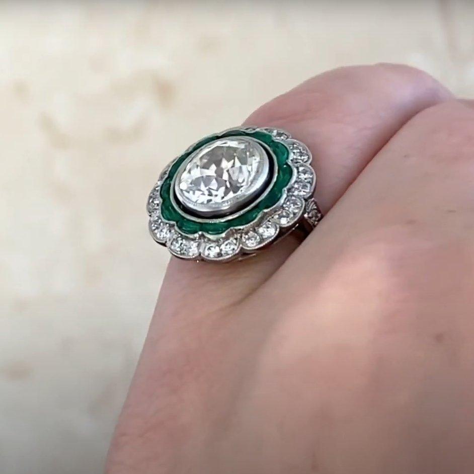 Diamantring mit doppeltem Halo aus Platin, (ca. 1,70 Karat) Diamant im alteuropäischen Schliff im Zustand „Hervorragend“ im Angebot in New York, NY