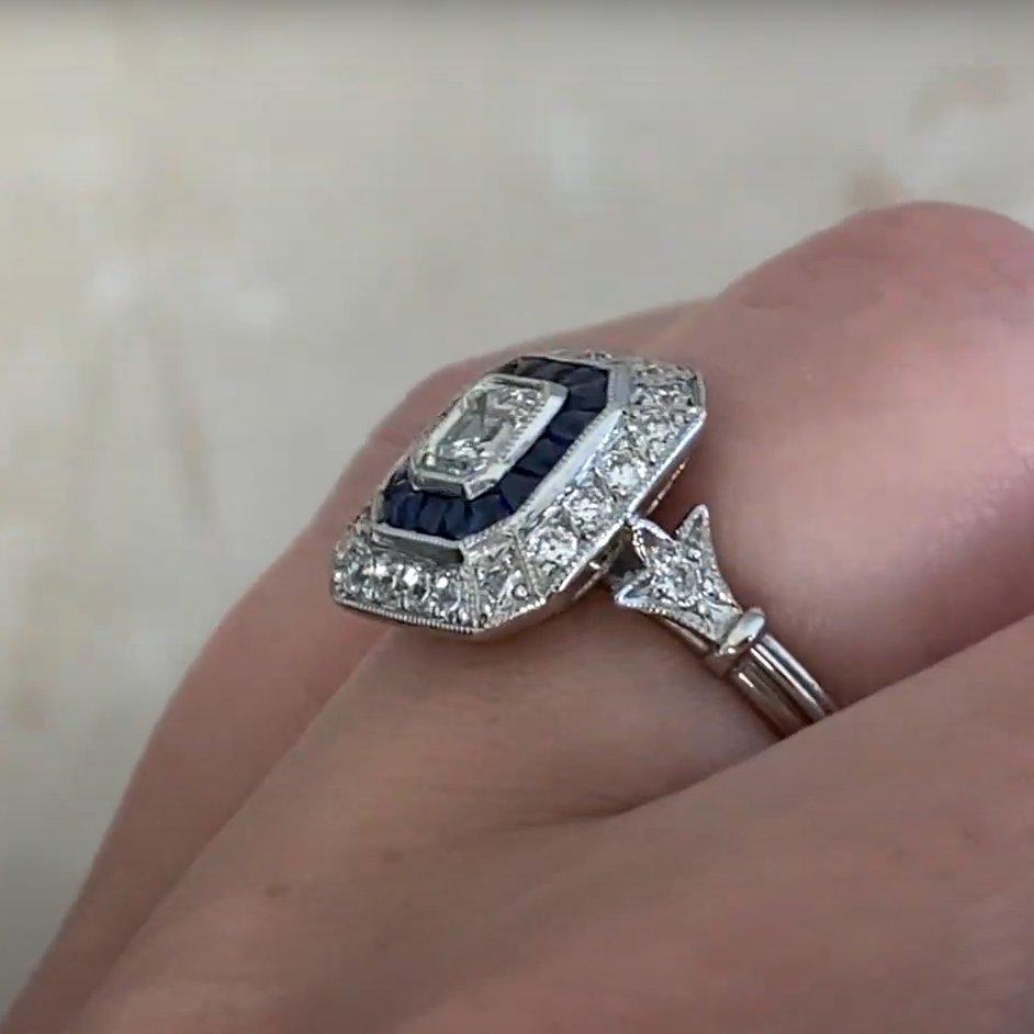 Bague double halo en platine, diamant taille Asscher (GIA approx. 0,5 carats) Pour femmes en vente