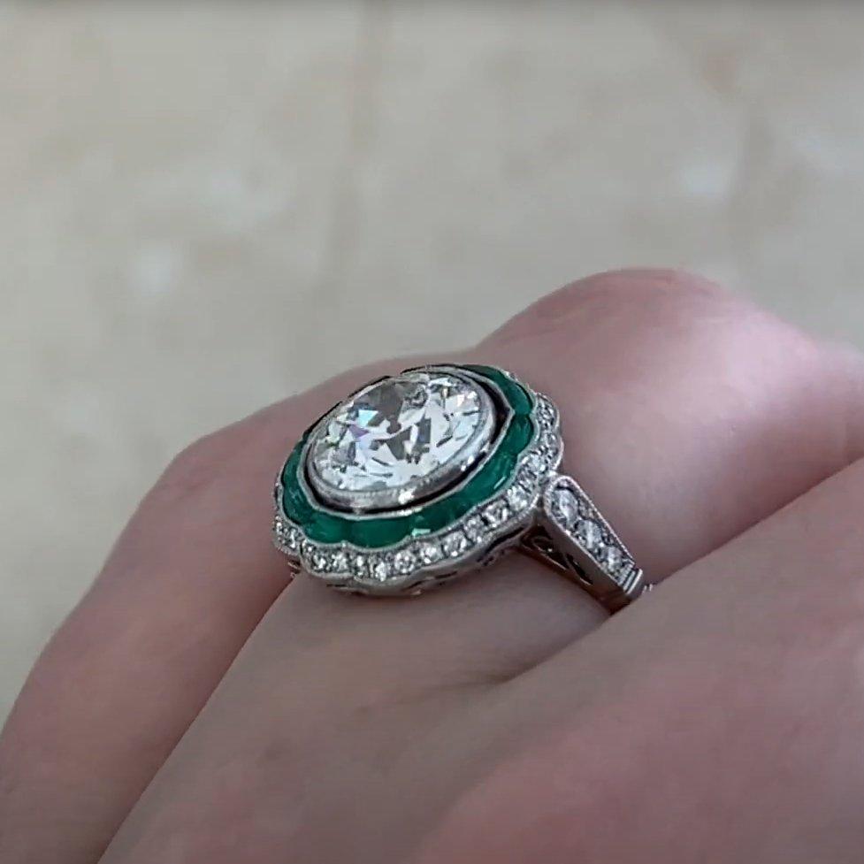 Diamond Ring Double Halo Platinum, Old European Cut Diamond (Approx 1.60-Carats) In Excellent Condition For Sale In New York, NY