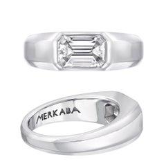 1.13 Carat GIA Emerald Cut Diamond Platinum Unisex Ring H VS1 By Merkaba Jewelry