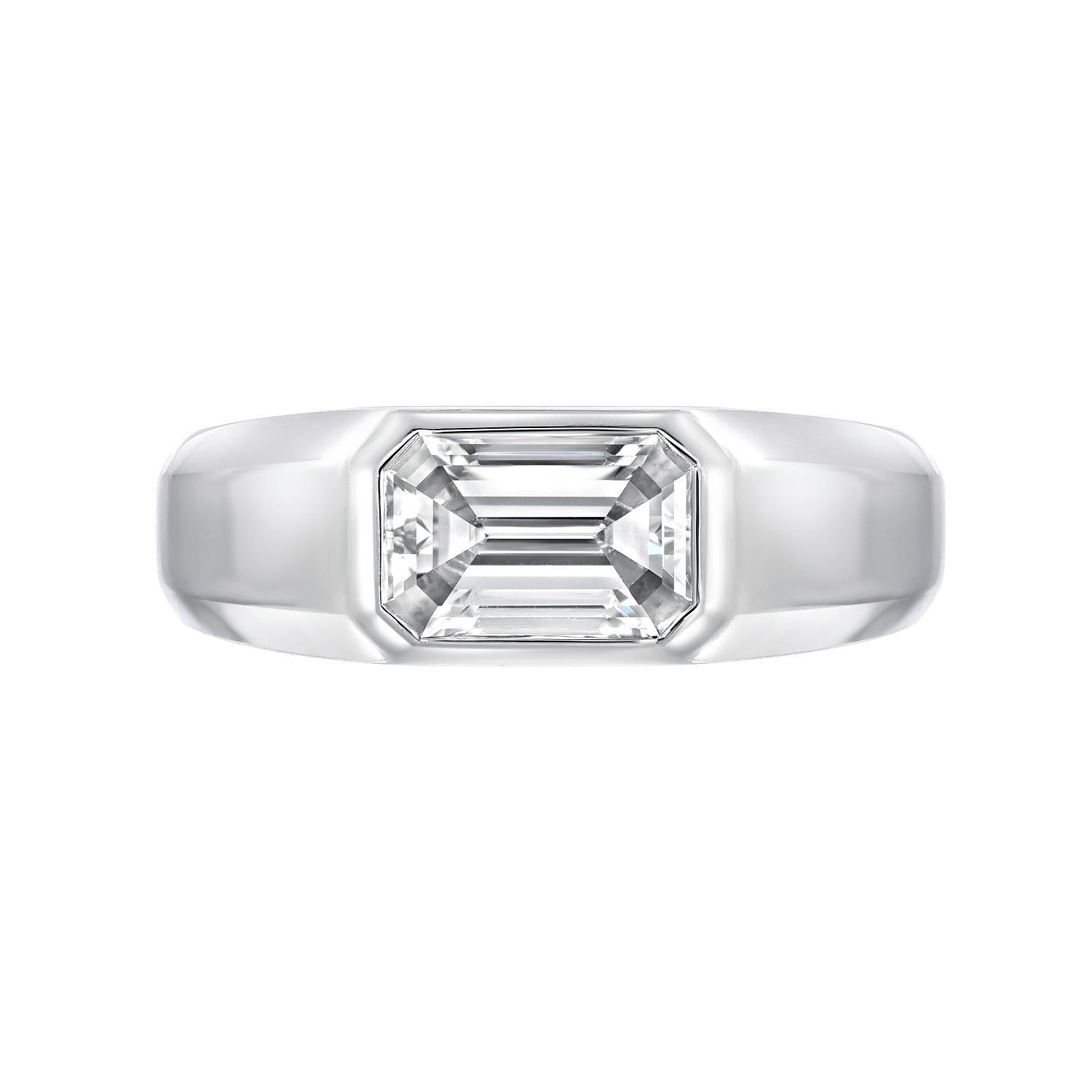 Diamond Ring Emerald Cut Platinum Unisex GIA Certified 1.16 Carat E/IF In New Condition In Beverly Hills, CA