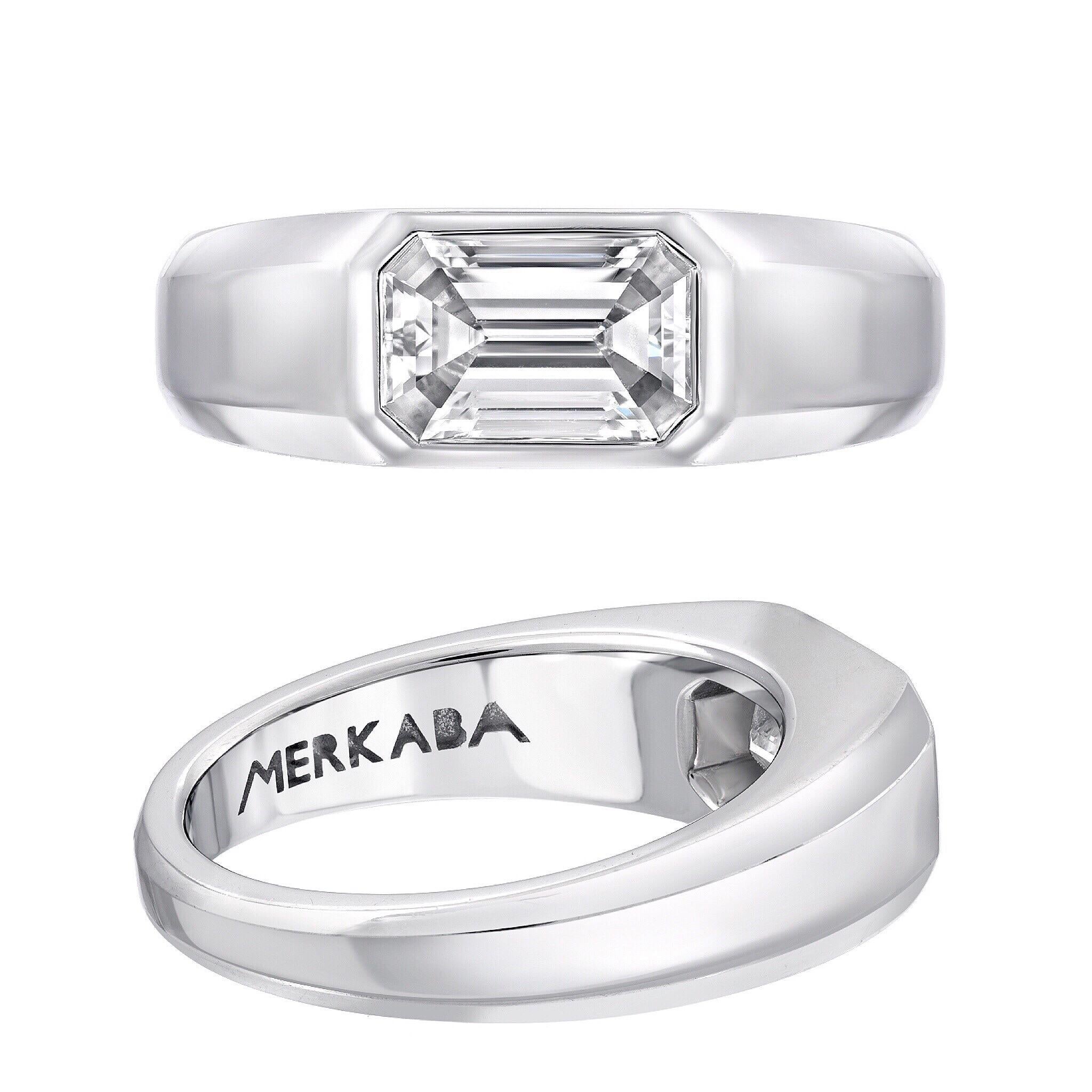 Modern Diamond Ring Emerald Cut 1.13 Carat H Color VS1 Clarity GIA Certified For Sale