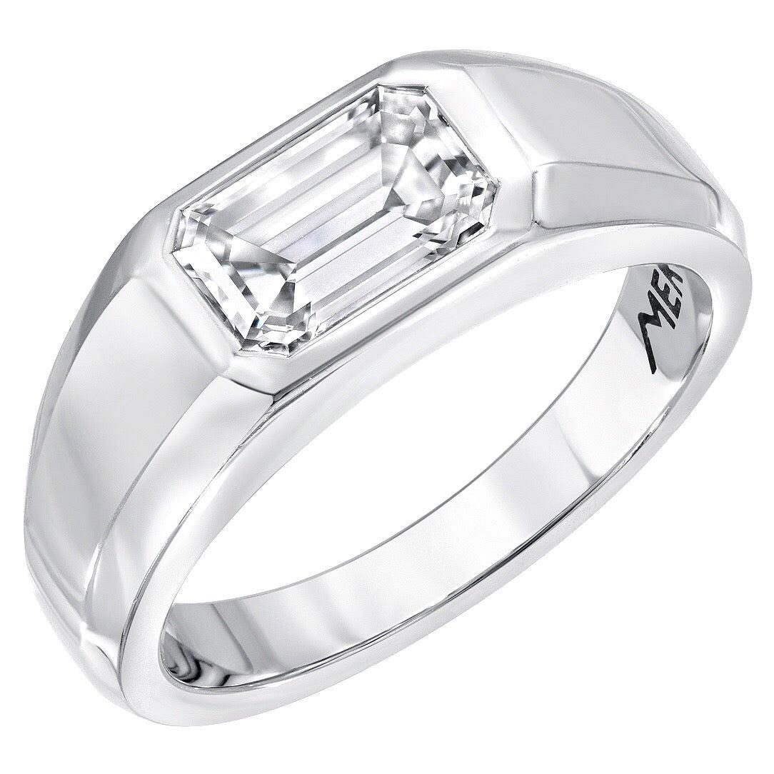 Diamond Ring Emerald Cut 1.13 Carat H Color VS1 Clarity GIA Certified