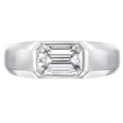 Bague à diamant taille émeraude unisexe certifiée GIA 1::59 carat D Couleur IF Clarté