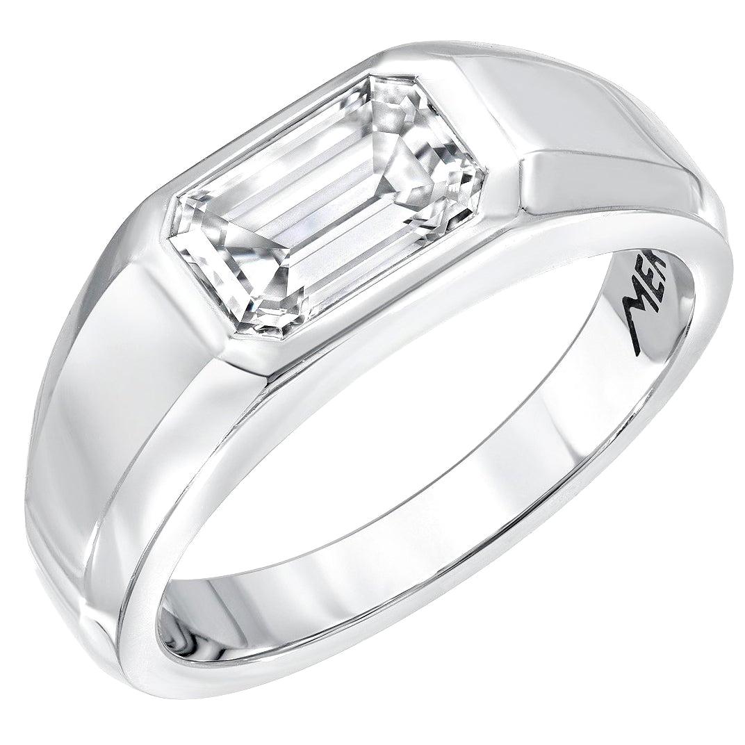 Modern Diamond Ring Emerald Cut 1.70 Carat D Color VVS2 Clarity
