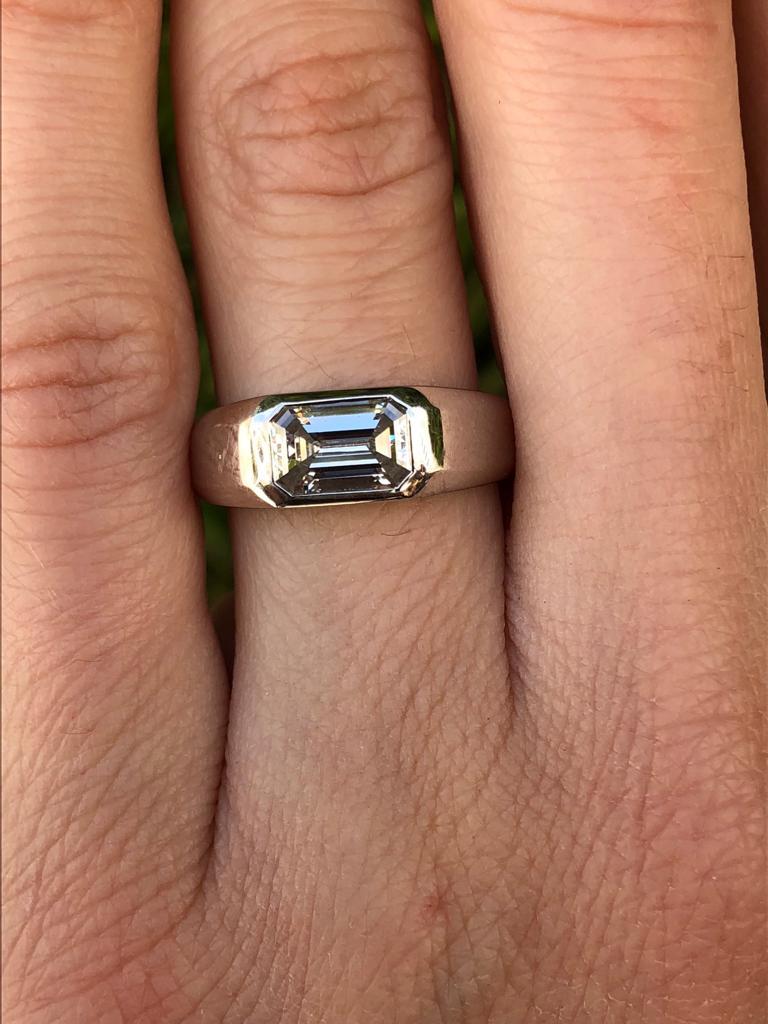 Diamond Ring Emerald Cut 1.70 Carat D Color VVS2 Clarity 3
