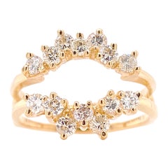 Rehausseur de bague et d'alliance en or jaune avec 14 diamants et veste en grappe de diamants