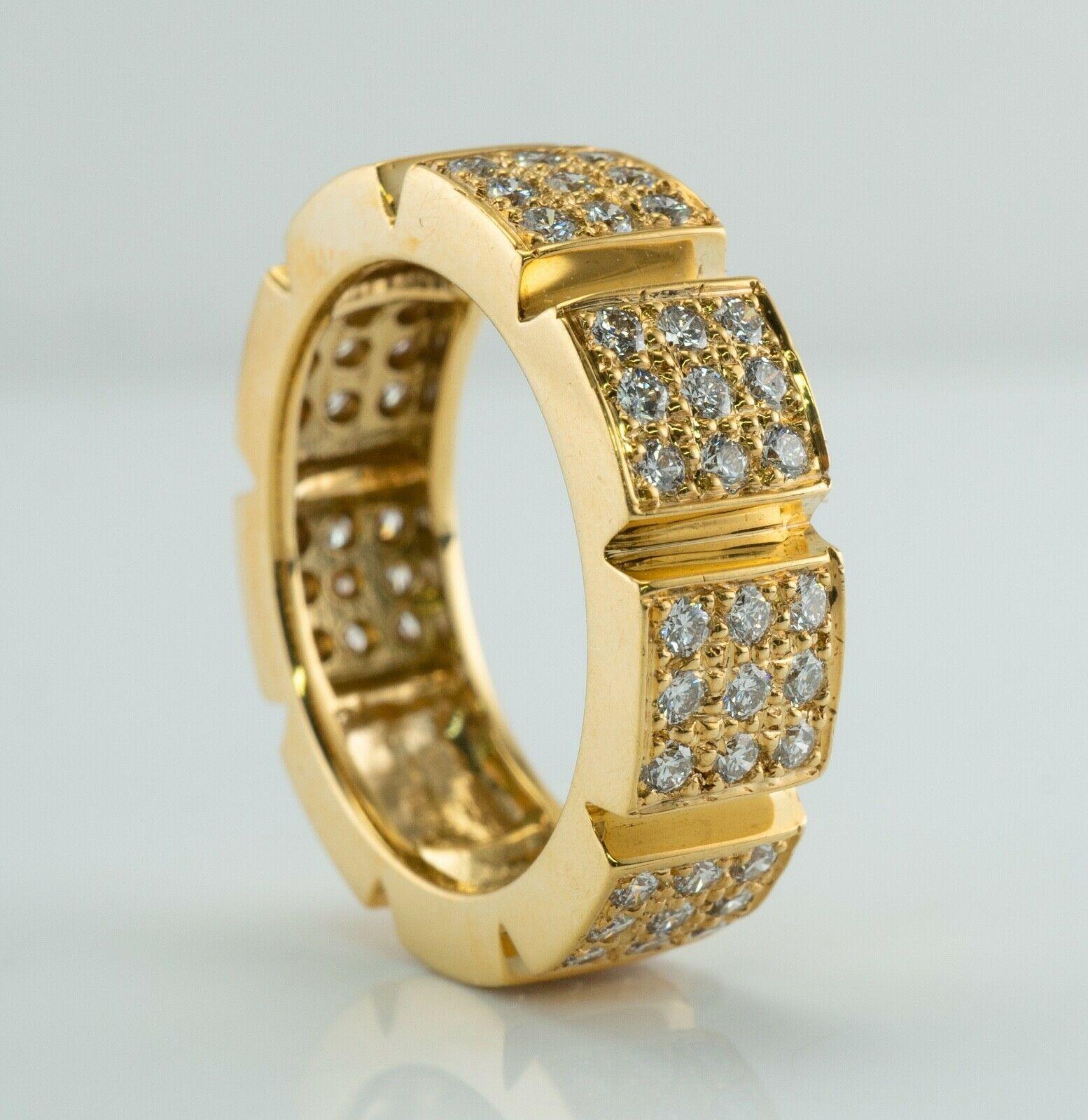 Women's Diamond Ring Eternity Band 18K Gold 1.44 TDW Sizable For Sale