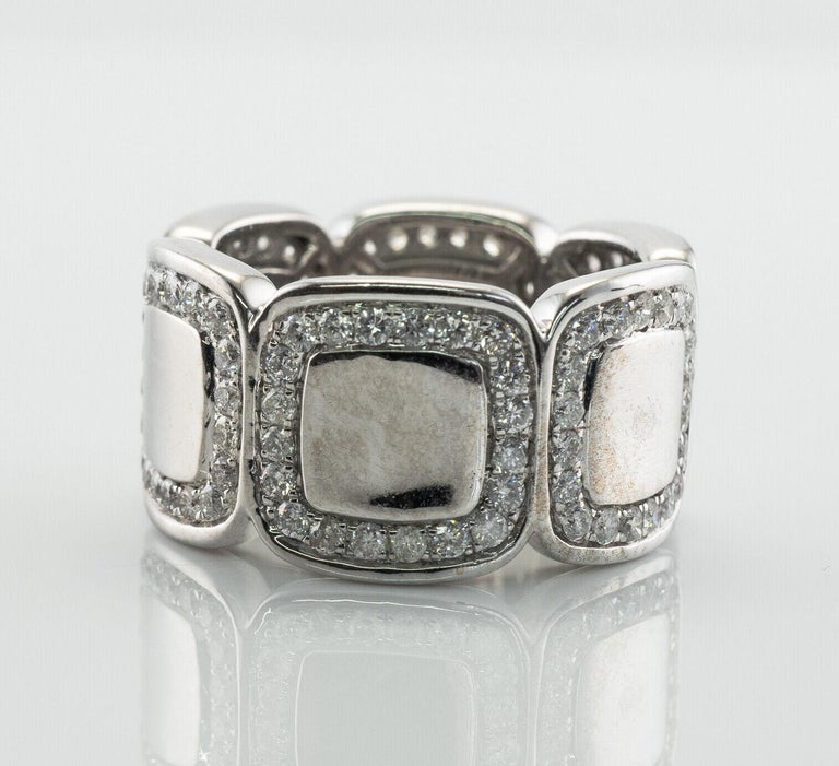 Diamond Ring Eternity Wide Band 14K White Gold 1.68 TDW For Sale at 1stDibs