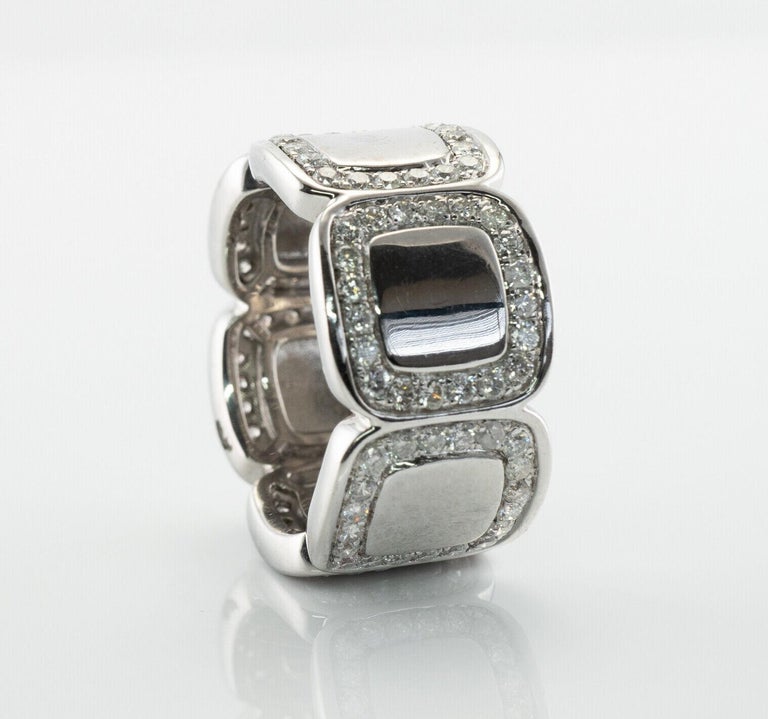 Diamond Ring Eternity Wide Band 14K White Gold 1.68 TDW For Sale at 1stDibs