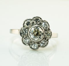 Diamond Ring European and Mine diamonds 1.14 TDW 18K White Gold Floral Ring