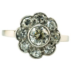 Diamond Ring European and Mine diamonds 1.14 TDW 18K White Gold Floral Ring