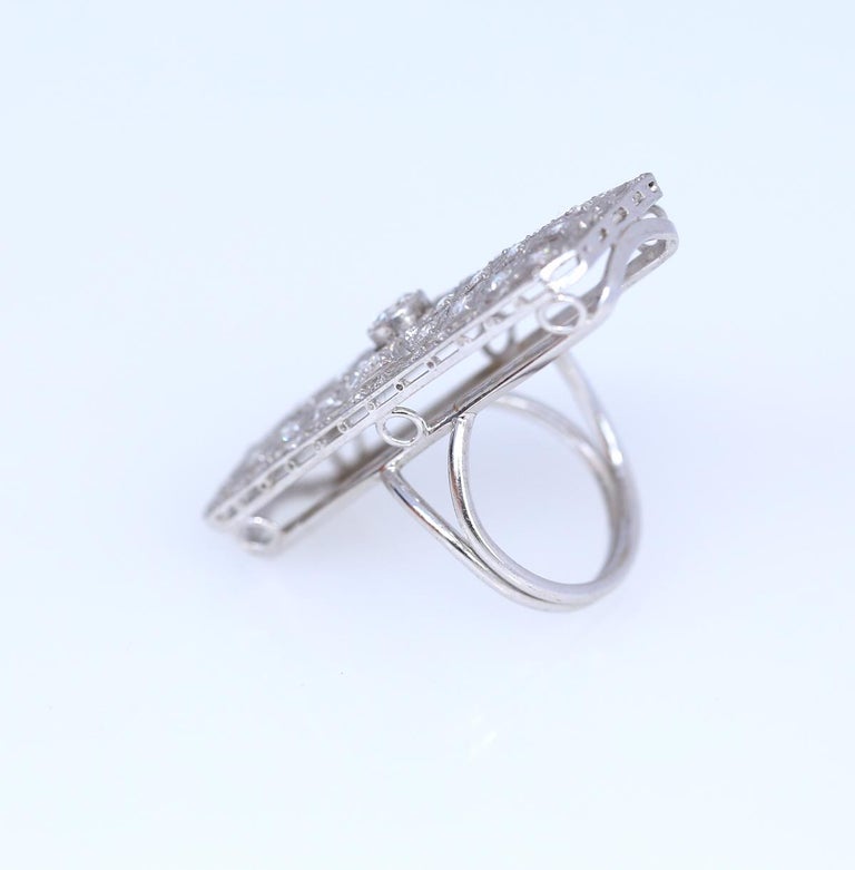 Diamond Ring Extra Long Design White Gold, 1930 For Sale at 1stDibs