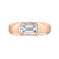 Diamond Ring Emerald Cut 1.03 Carat GIA Certified E Color VVS1 Clarity Rose Gold