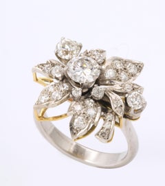 Vintage Articulated Diamond Flower Ring