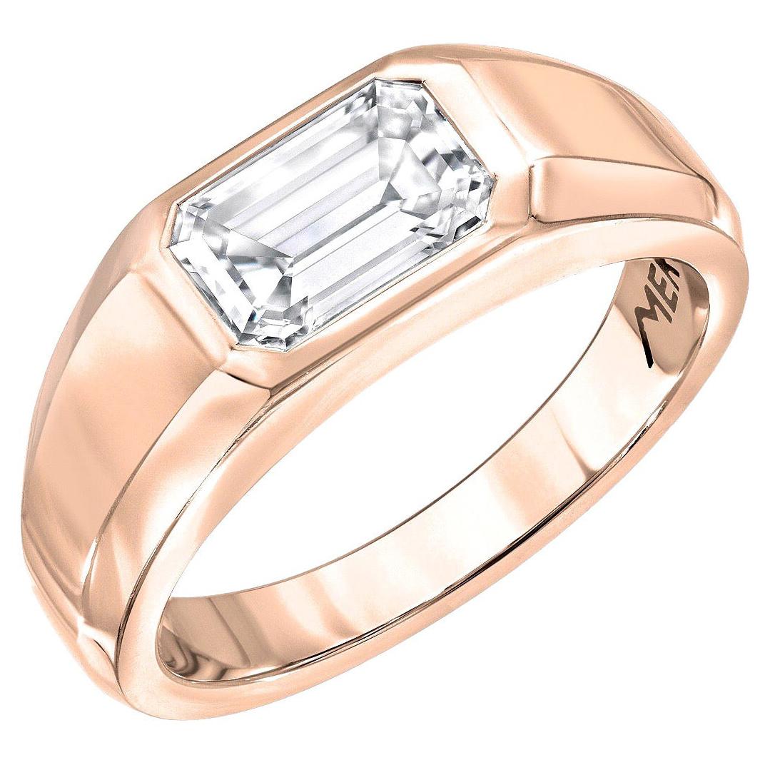 Diamond Ring Emerald Cut 1.03 Carat GIA Certified E Color VVS1 Clarity Rose Gold