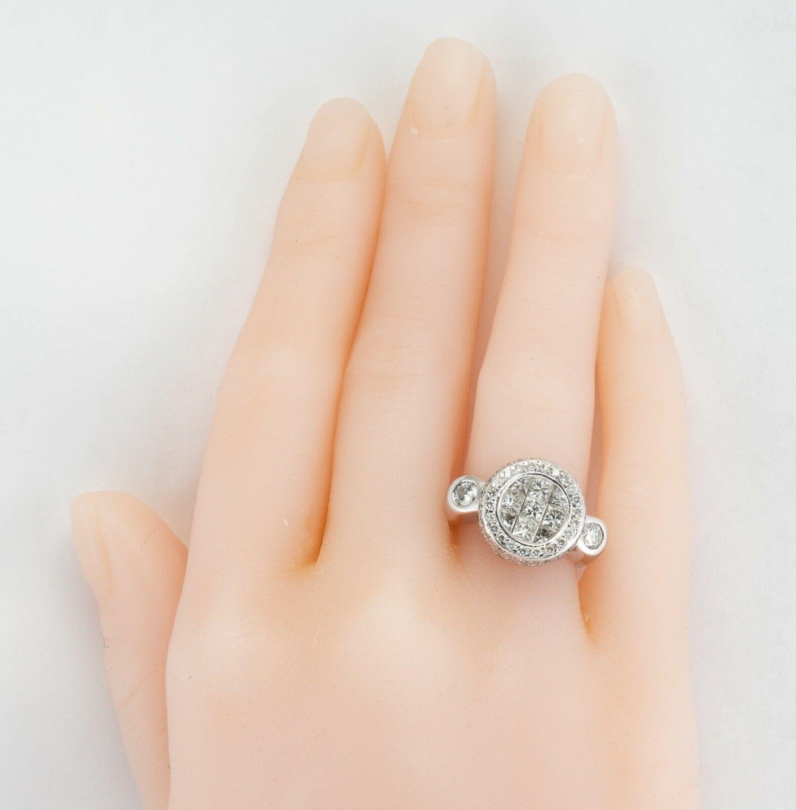 Quadrato Anello con diamante geometrico in oro bianco 18K 3,32 TDW in vendita