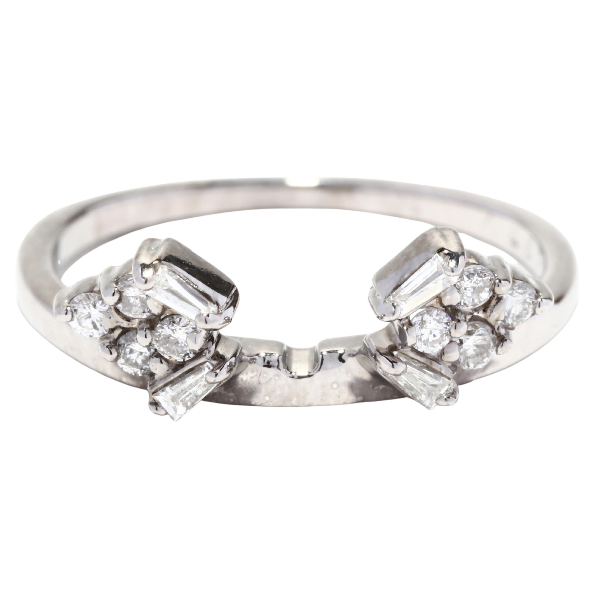 Vintage 14k White Gold Natural Diamond Enhancer Ring Diamond Insert Wedding  Band Guard Jacket Ring Size 6.25 