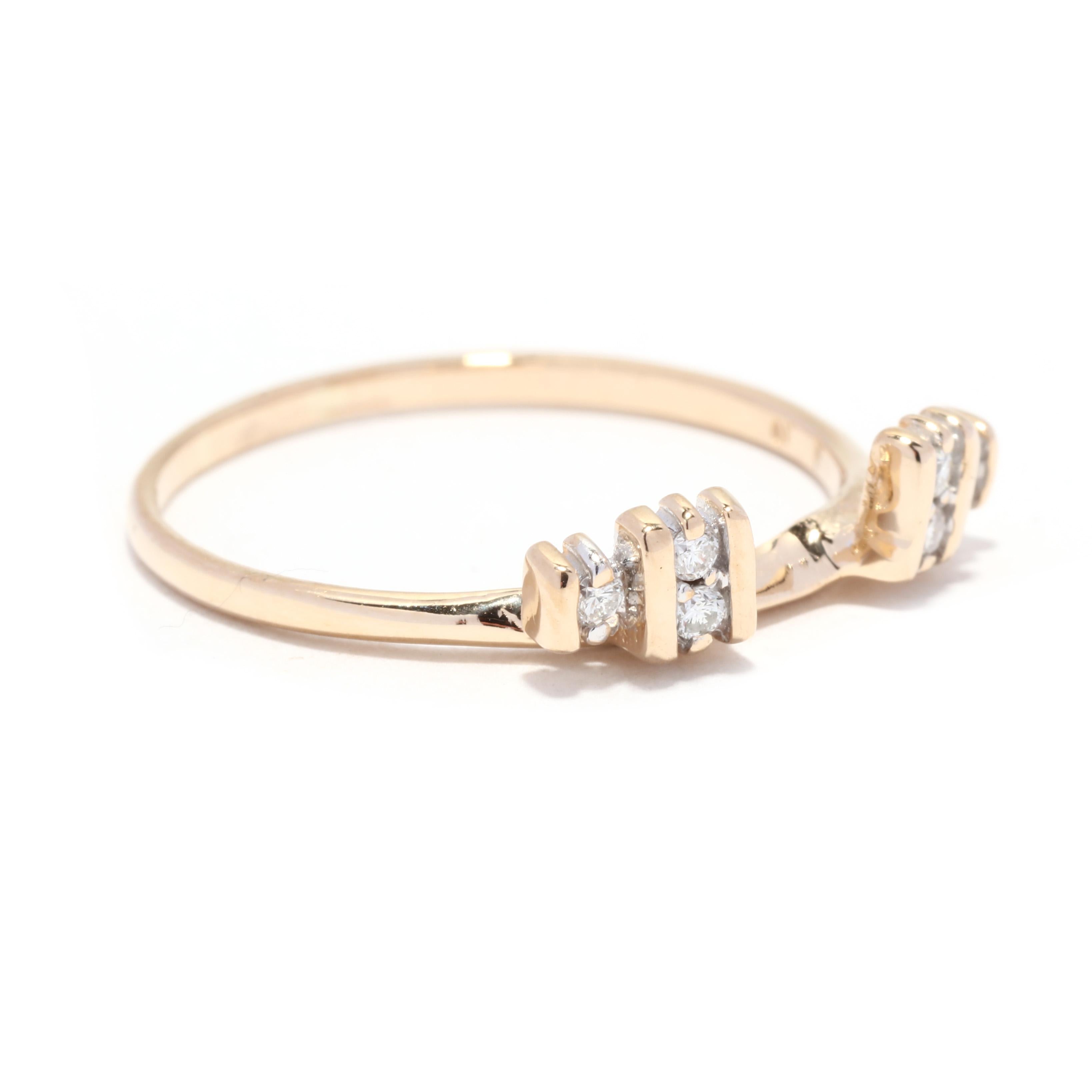 Diamant-Ring Guard, 14 Karat Gelbgold, Ring, stapelbarer Wickel für Damen oder Herren