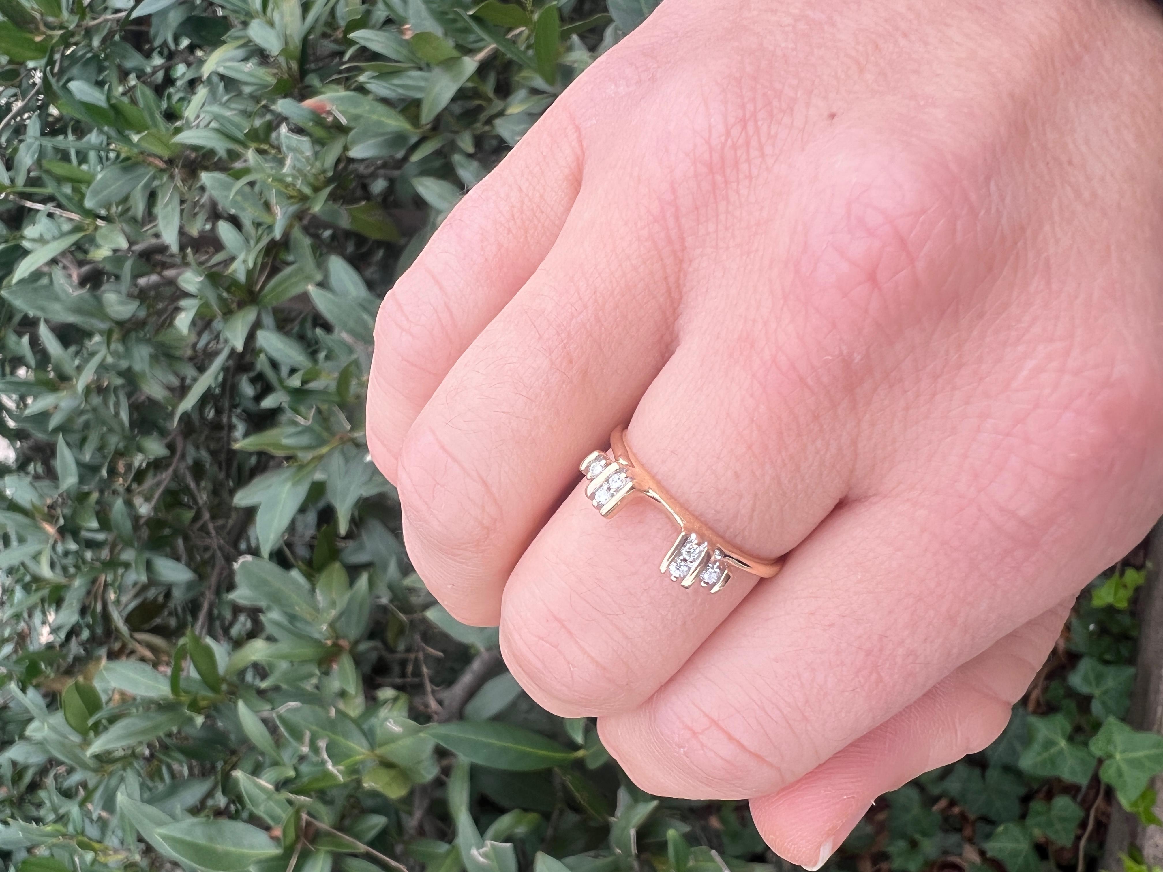 Diamant-Ring Guard, 14 Karat Gelbgold, Ring, stapelbarer Wickel 3