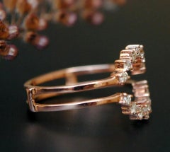 Diamond Ring Guard Round Classic Halo Ring Enhance 14k Gold Stack Bands