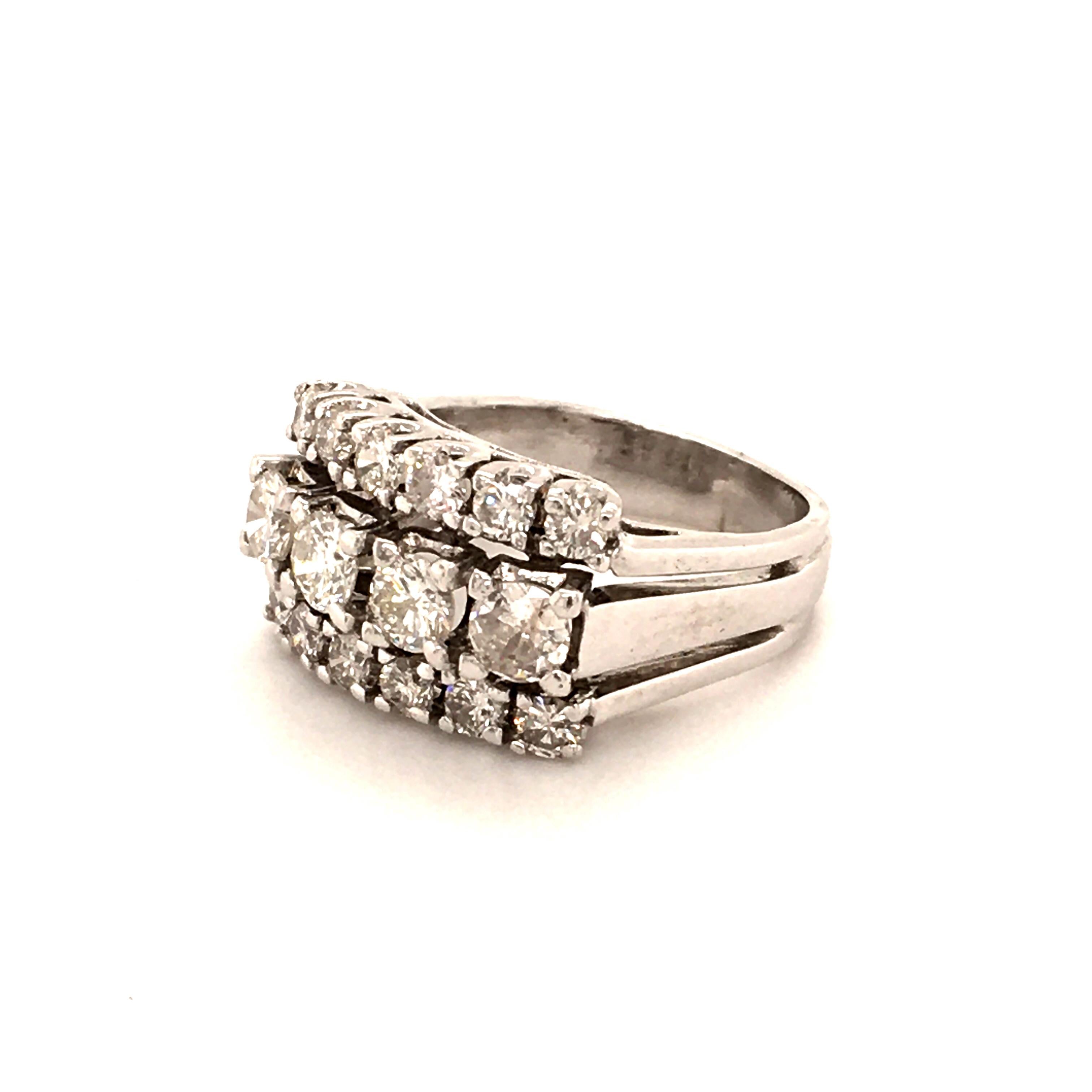 Modern Diamond Ring in 14 Karat White Gold For Sale