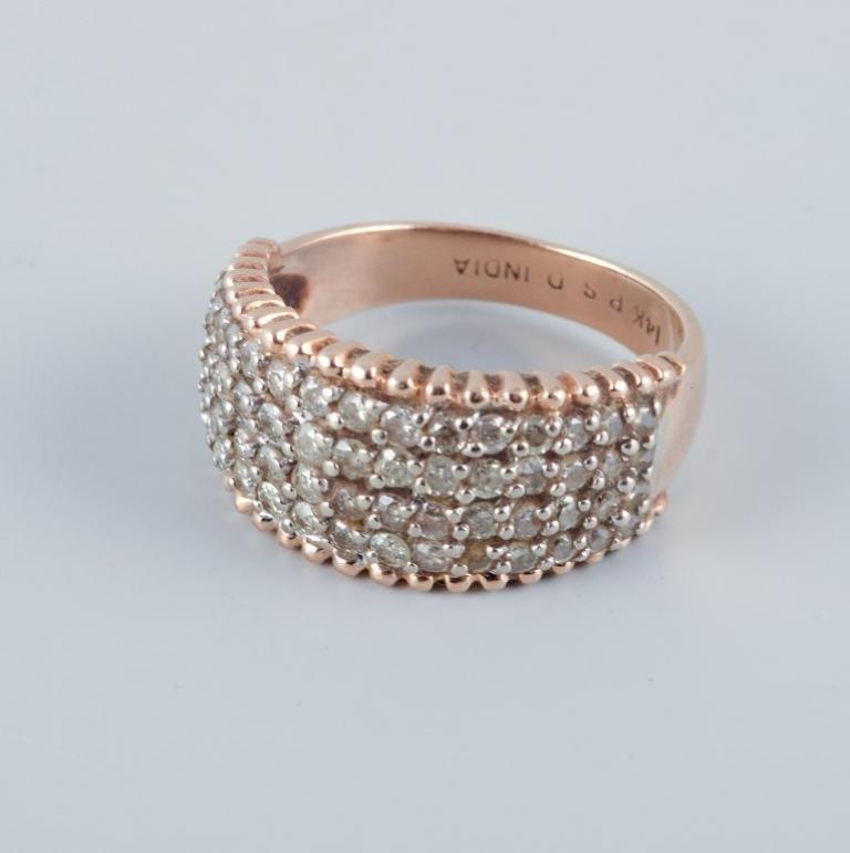Women's Diamond ring in 14-karat white gold with numerous brilliant-cut diamonds For Sale