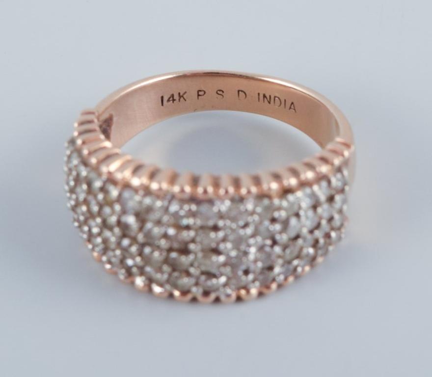 Diamond ring in 14-karat white gold with numerous brilliant-cut diamonds For Sale 1