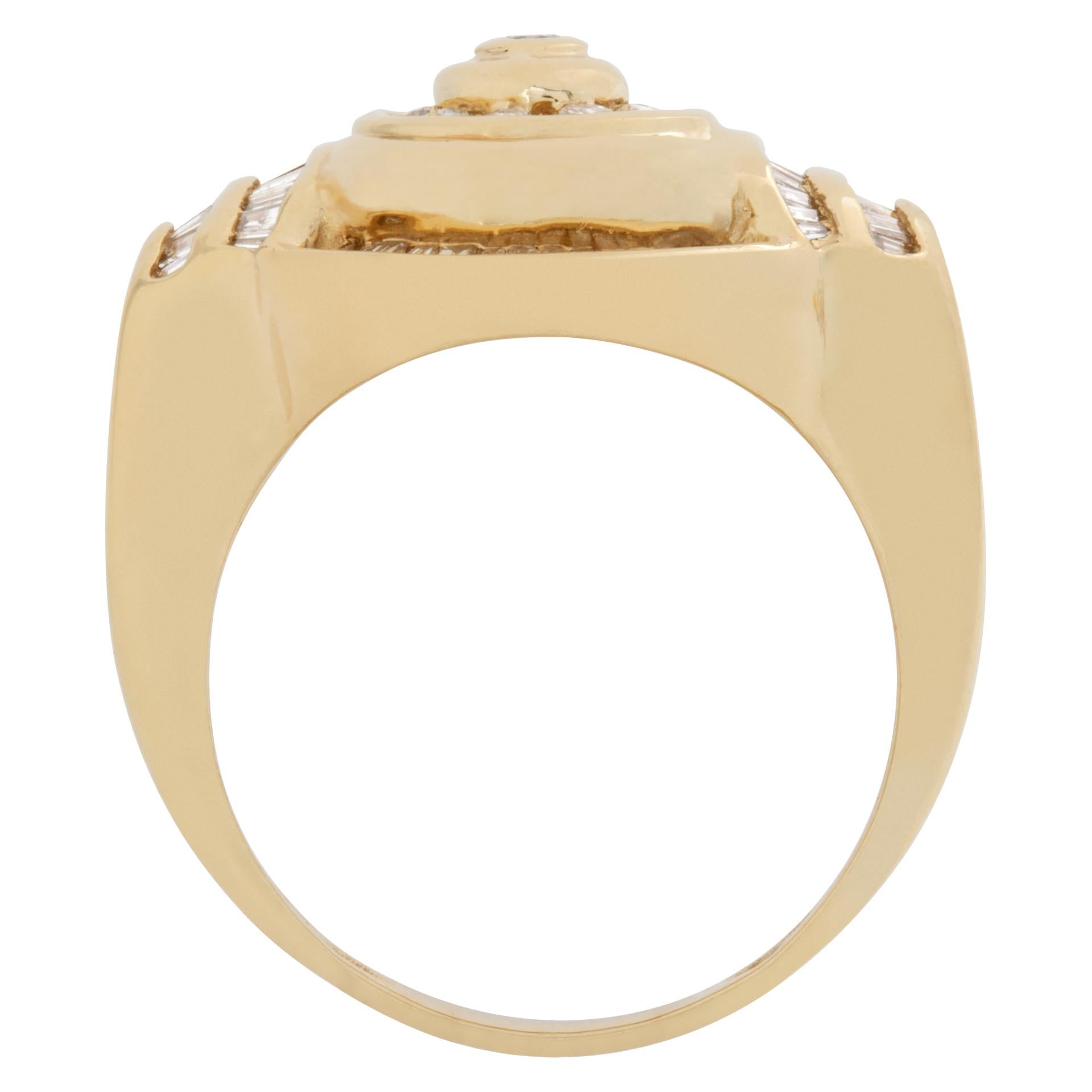  Bague en or 14 carats avec diamants ronds et baguettes d'environ 0,80 carat Pour hommes 