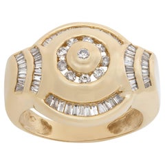 Bague en or 14 carats avec diamants ronds et baguettes d'environ 0,80 carat