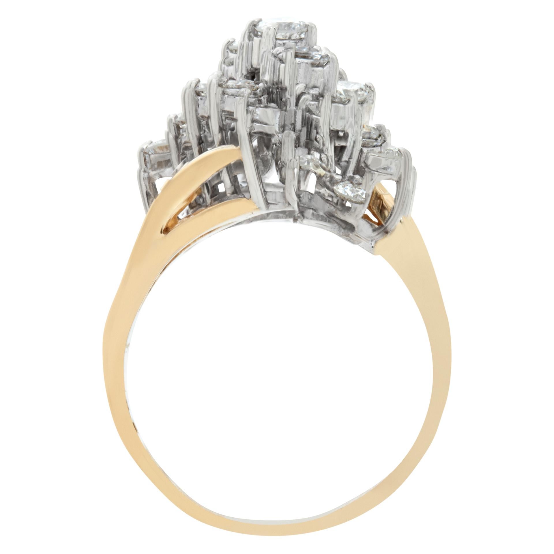 Women's Diamond Ring in 14k White and Yellow Gold For Sale