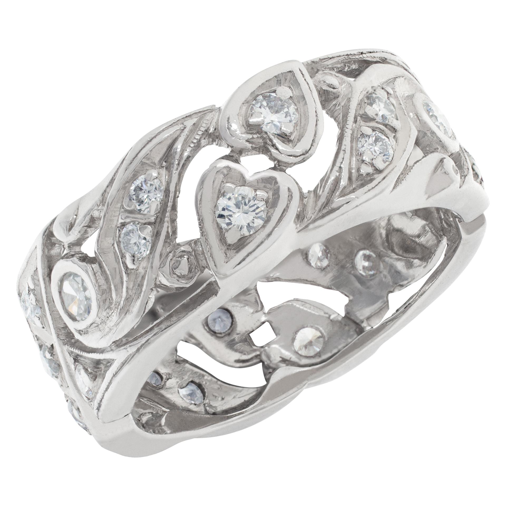 Round Cut Diamond Ring in 14k White Gold, 0.50 Carats, Magical X-Design Pavé For Sale