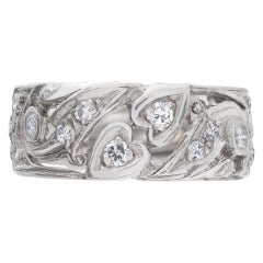 Vintage Diamond Ring in 14k White Gold, 0.50 Carats, Magical X-Design Pavé