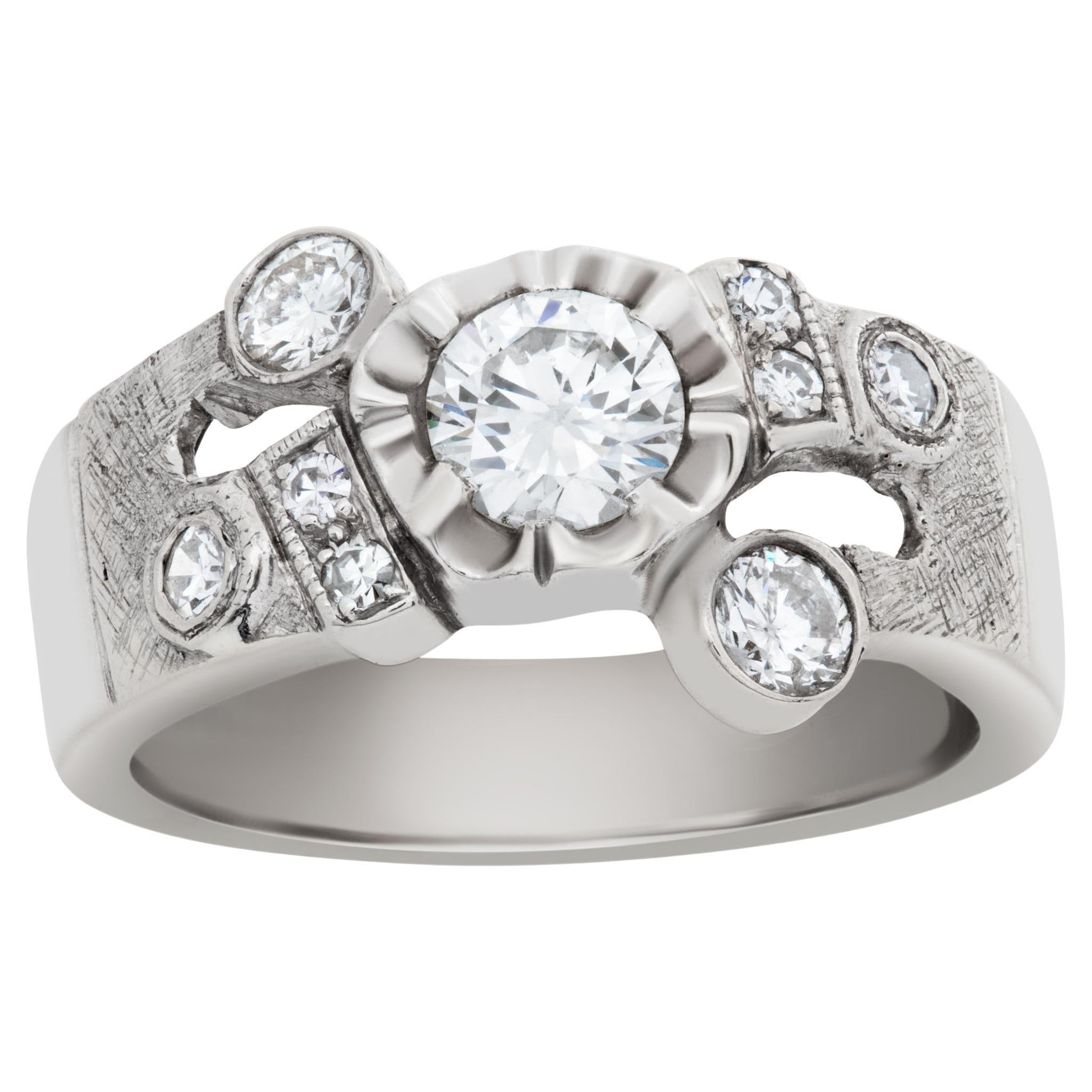 Diamond Ring in 14k White Gold, 0.80 Carats in Diamonds