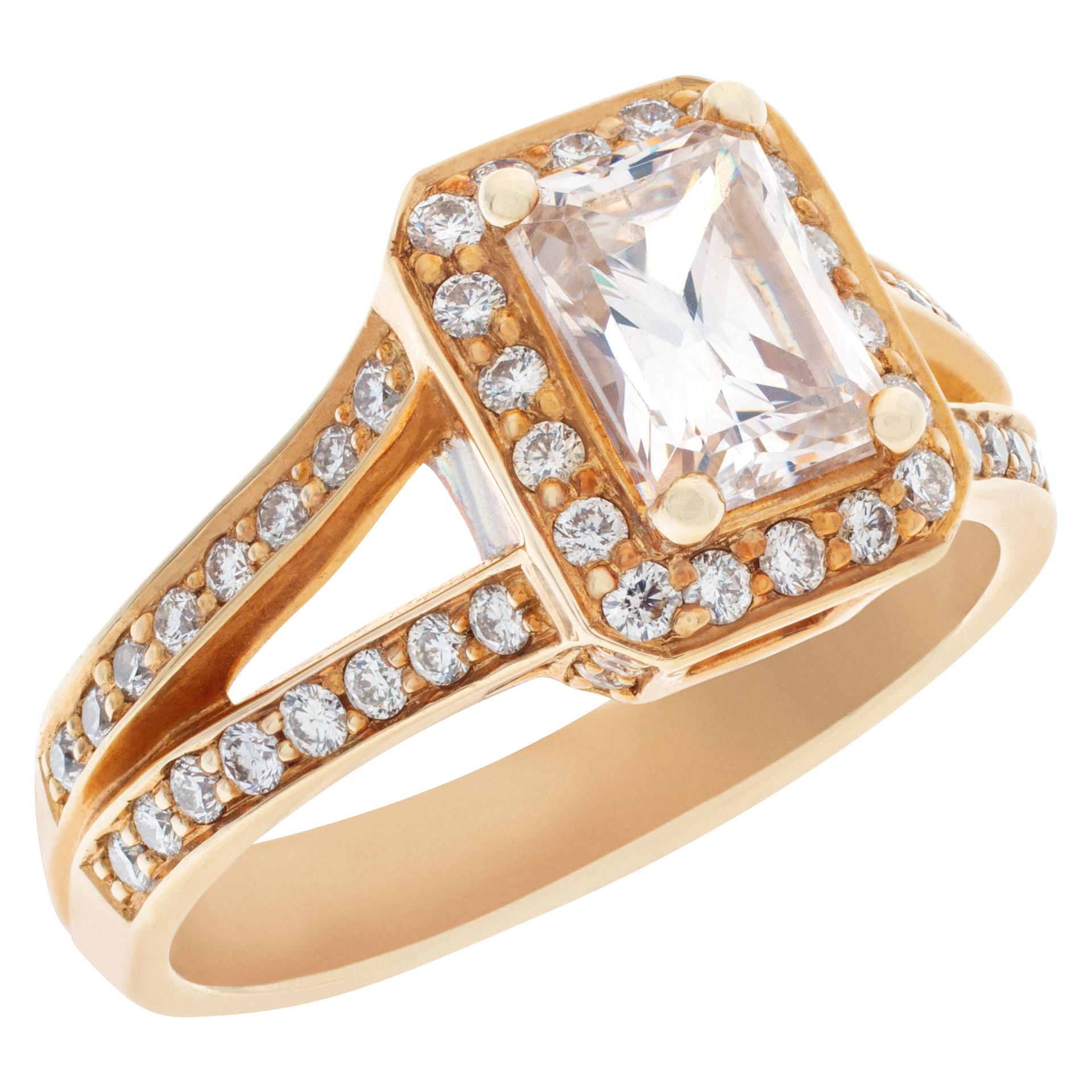 Round Cut Diamond Ring in 14k Yellow Gold Setting, 0.64 Cts in Diamonds For Sale