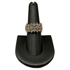 Anello con diamanti in oro giallo 14kt - 2ctw HI SI1-I1 taglio rotondo e principessa, misura 7