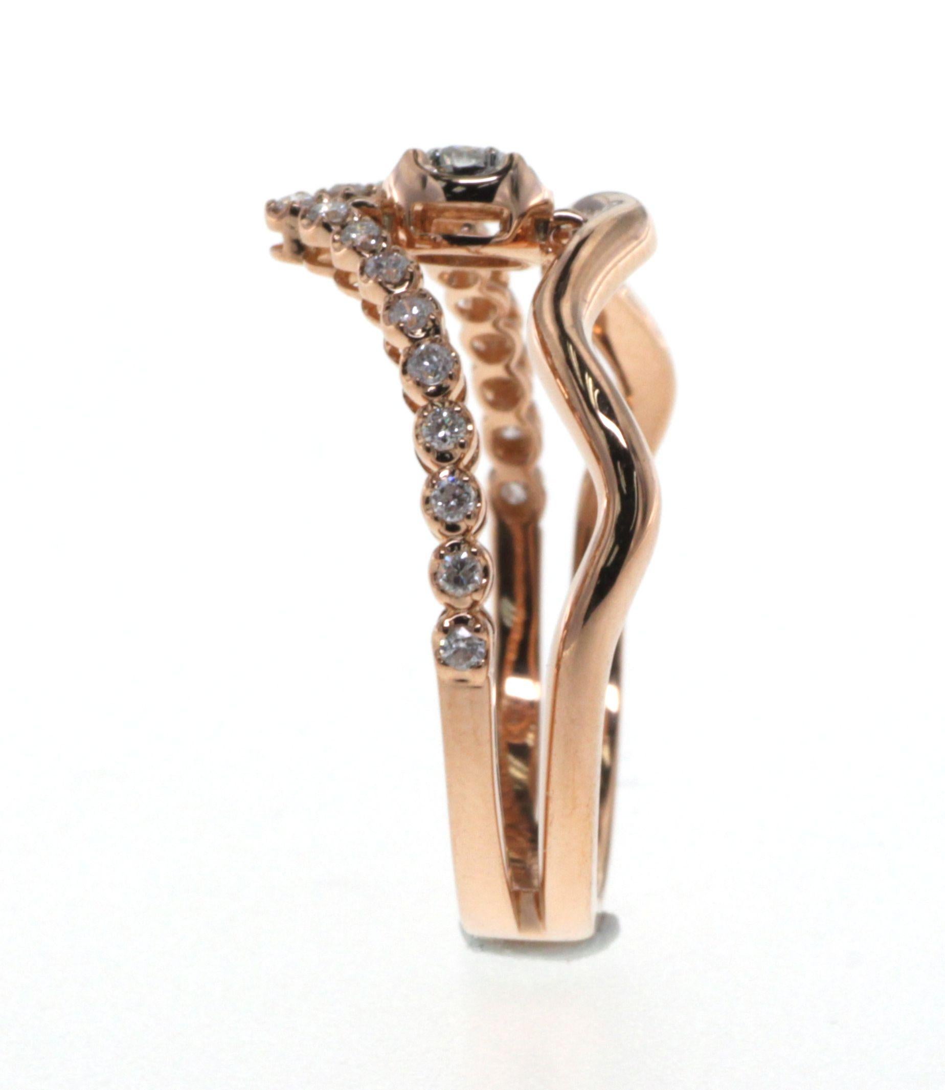 Diamond Ring in 18 Karat Rose Gold In New Condition For Sale In Hong Kong, HK