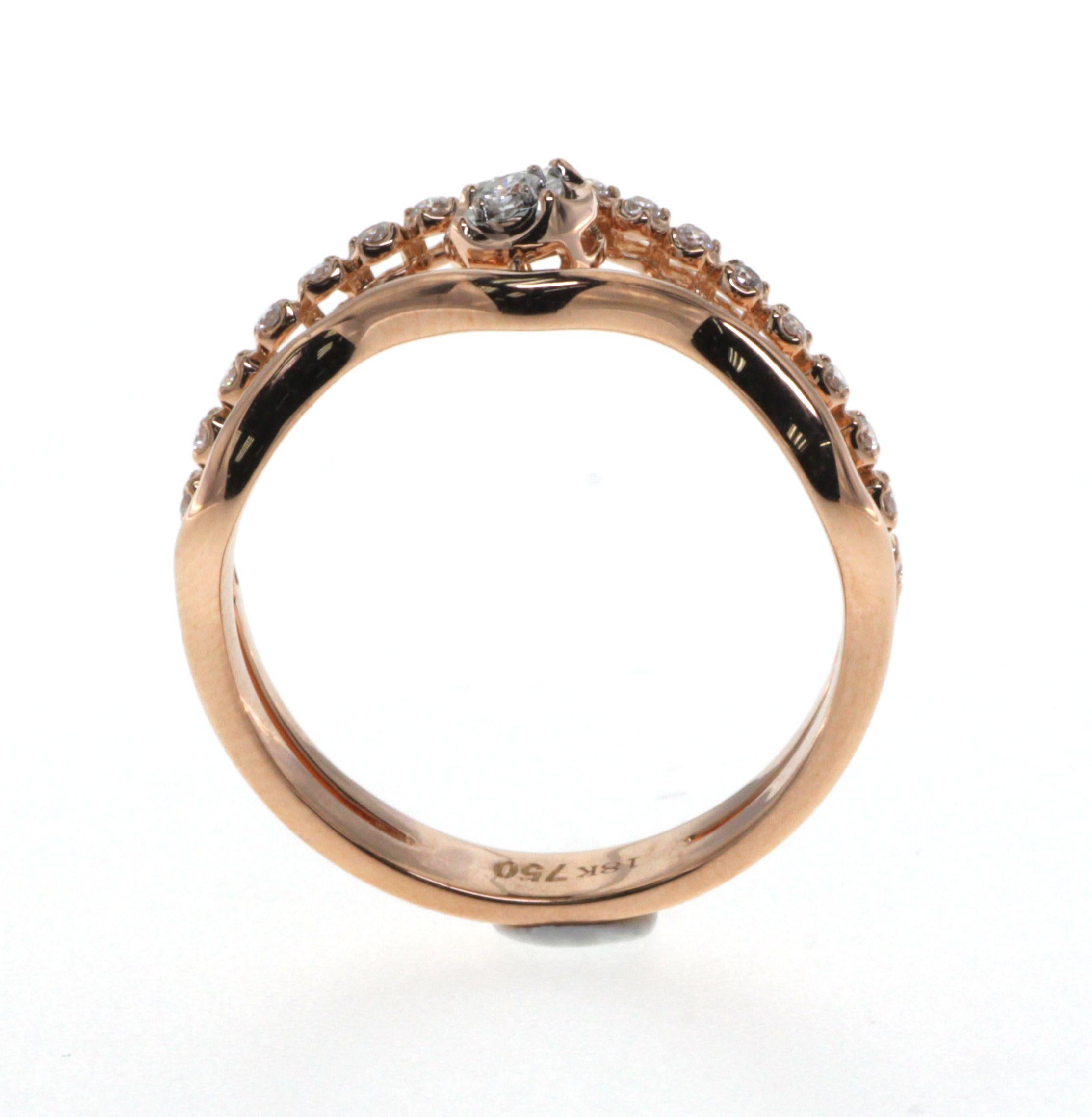 Women's Diamond Ring in 18 Karat Rose Gold For Sale