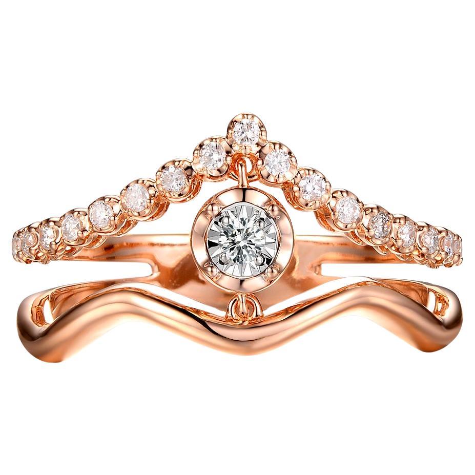 Diamond Ring in 18 Karat Rose Gold For Sale