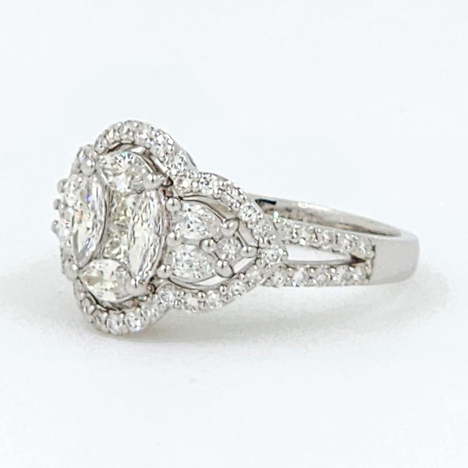 Princess Cut 1.31Carat illusion Diamond Oval Shape Ring in 18 Karat White Gold For Sale