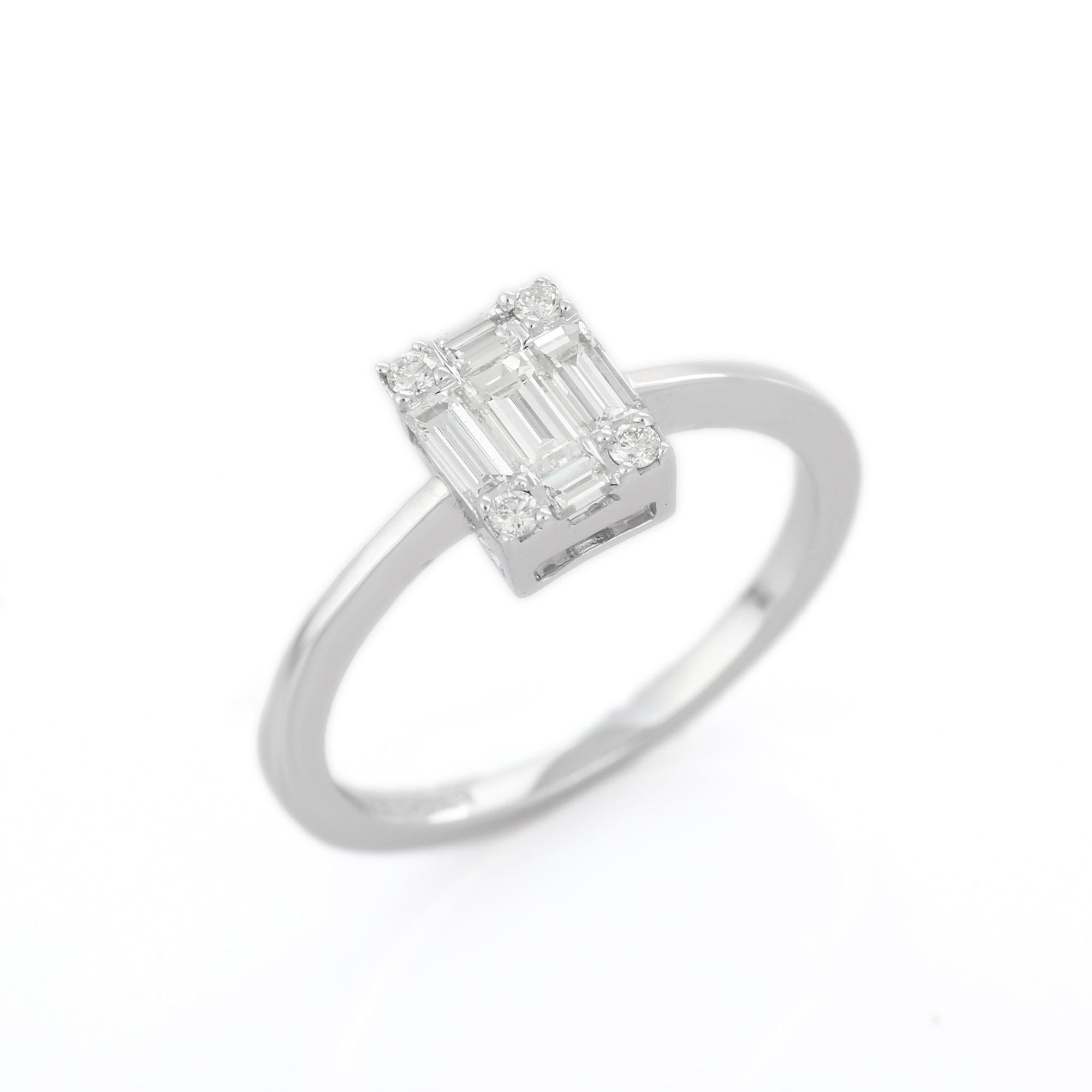 For Sale:  Diamond Cluster Solitaire Ring in 18 Karat White Gold  10