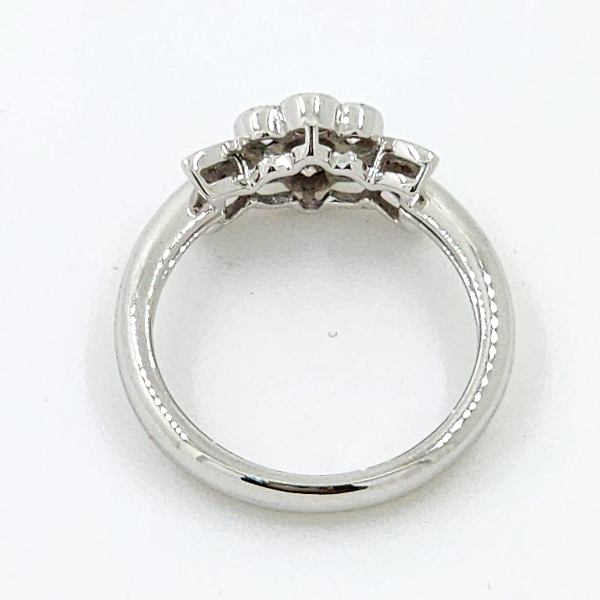Women's 18K White Gold Floral Diamond Cluster Ring – 0.48 Carats For Sale