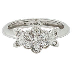 18K White Gold Floral Diamond Cluster Ring – 0.48 Carats