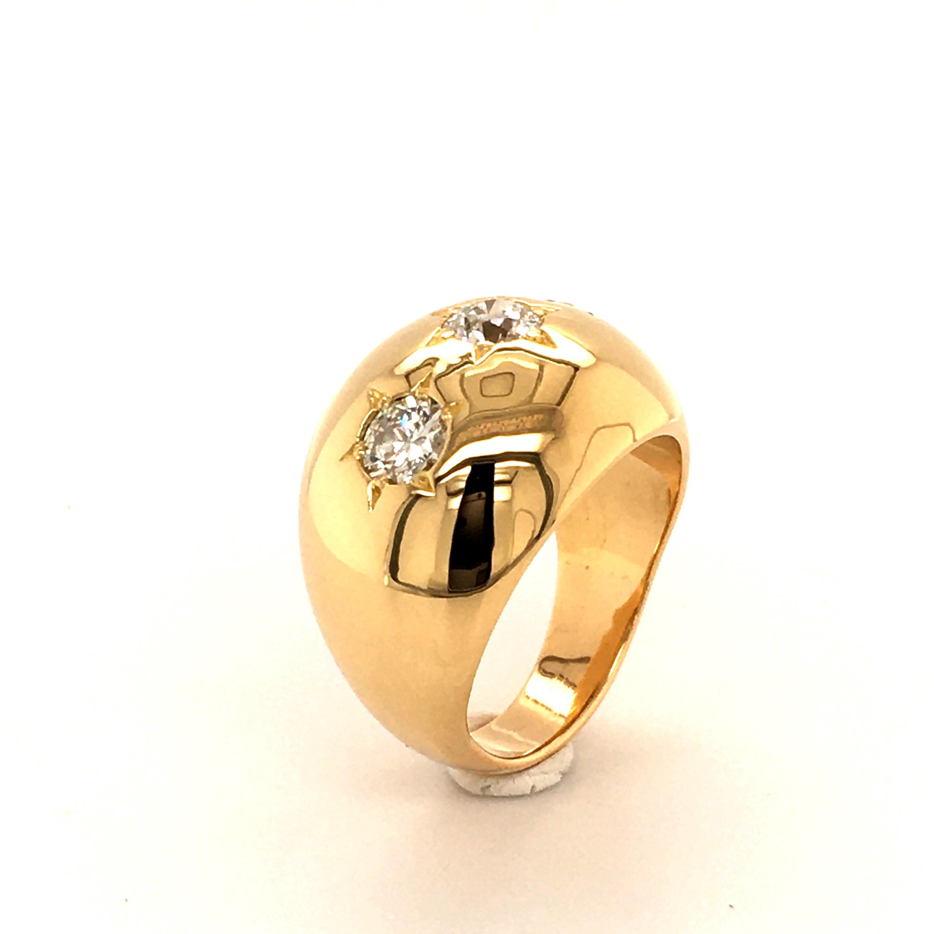 Old European Cut Diamond Ring in 18 Karat Yellow Gold