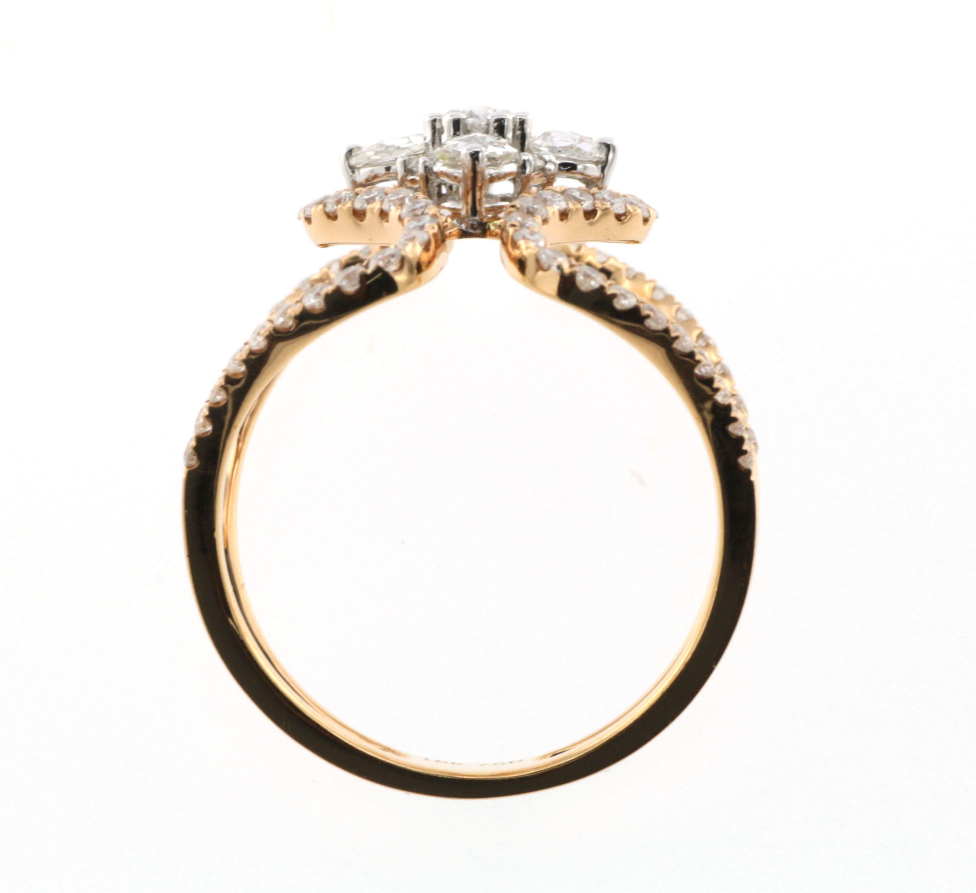 Taglio a rosa Anello con diamante in oro rosa 18 carati in vendita