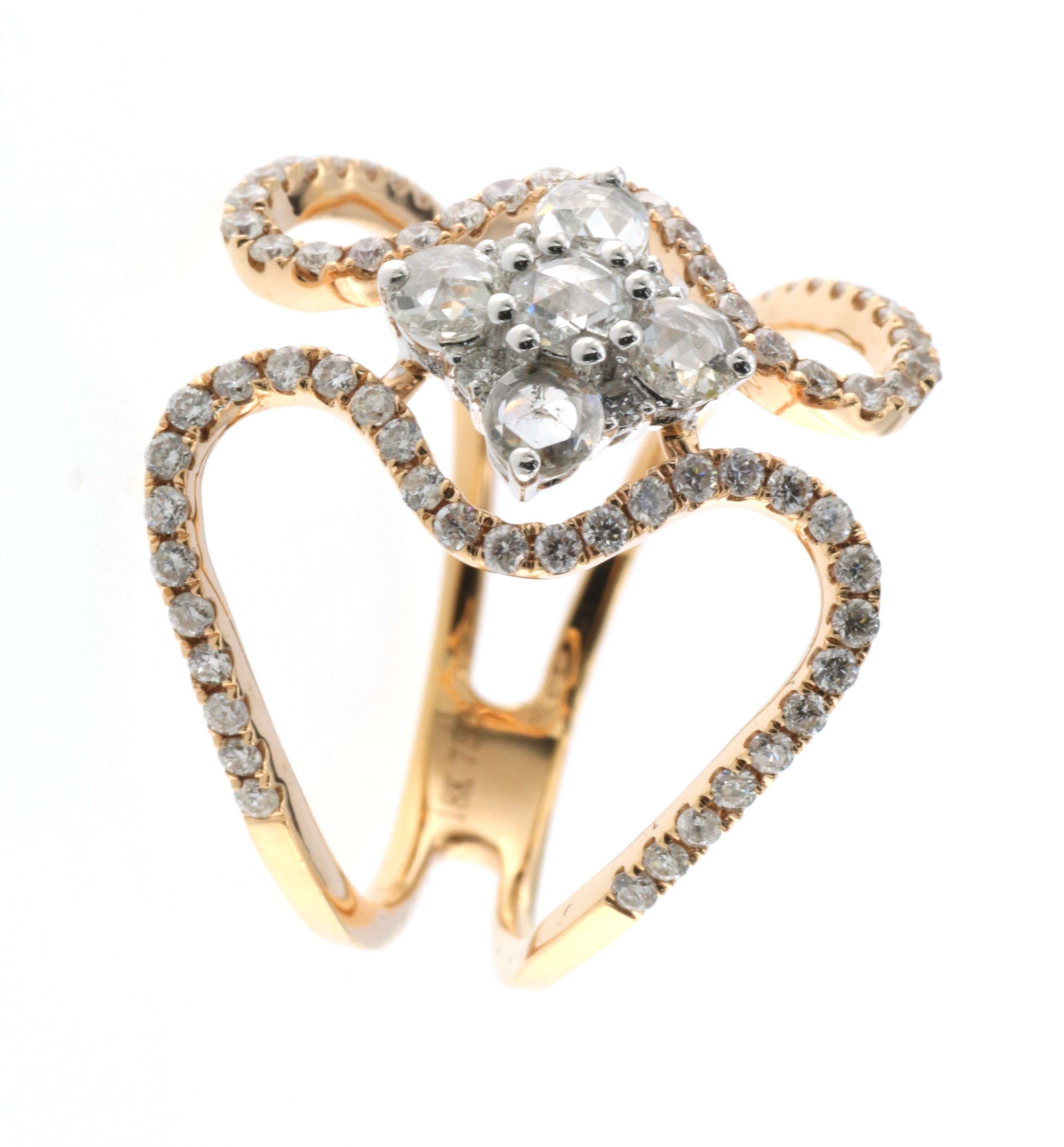 Diamond Ring in 18K Rose Gold In New Condition For Sale In Hong Kong, HK