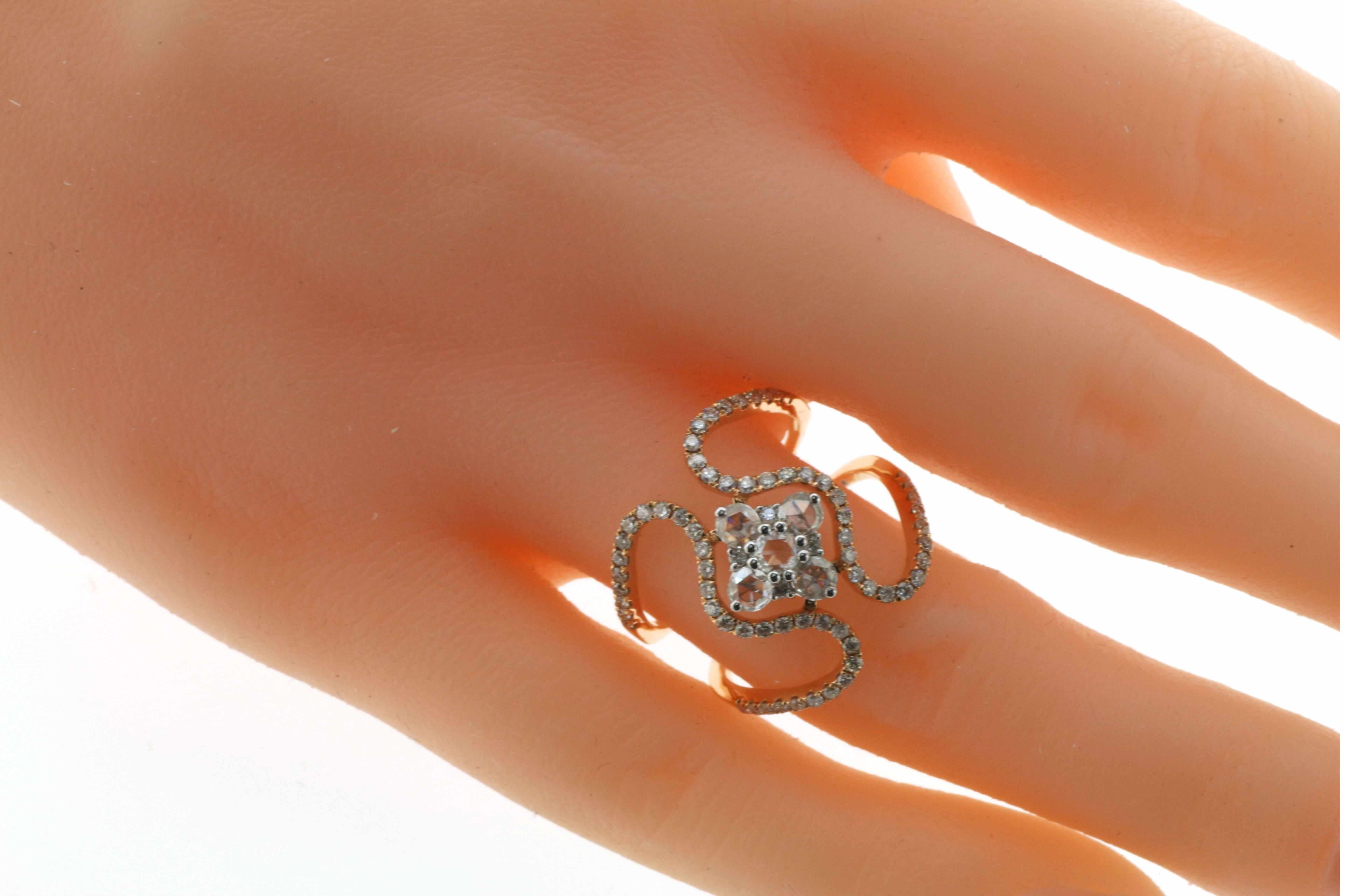 Diamond Ring in 18K Rose Gold For Sale 1